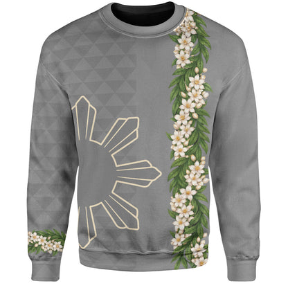 Philippines Filipinos Sweatshirt Sampaguita Flower Sun Pattern Island Style