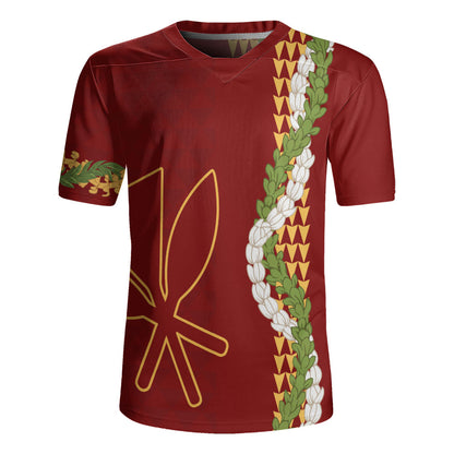Hawaii Rugby Jersey Kanaka Maoli Puakenikeni Maile Flower Lei