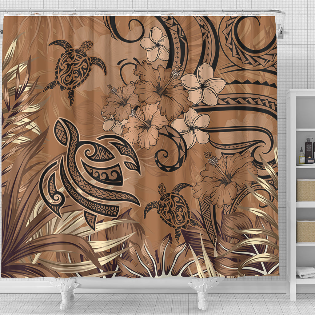 Hawaii Shower Curtain Polynesian Turtle Tattoo Tropical Elements