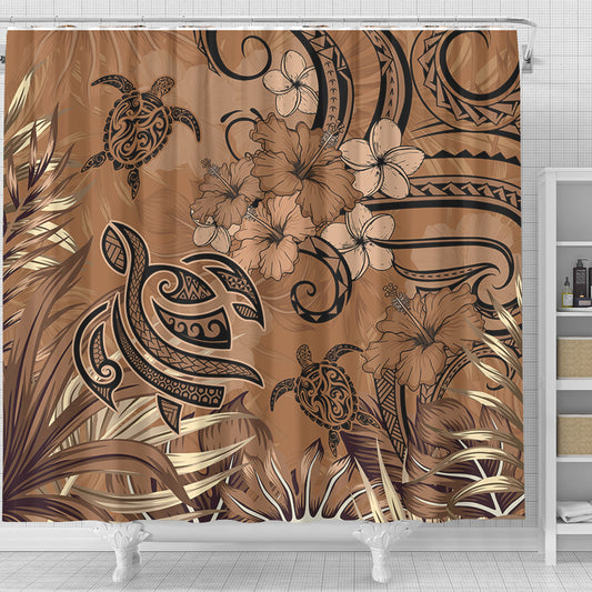 Hawaii Shower Curtain Polynesian Turtle Tattoo Tropical Elements