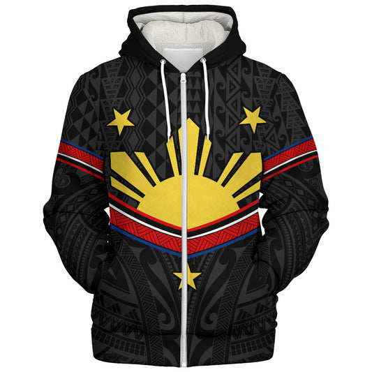 Philippines Filipinos Sherpa Hoodie Polynesian Inspired Tribal Tattoo