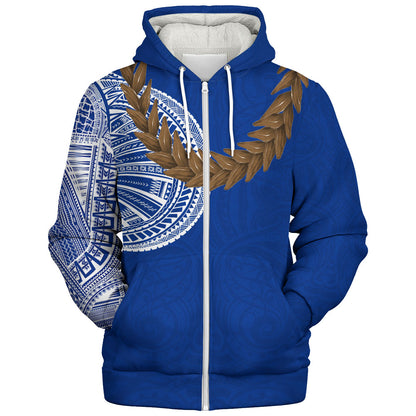 Samoa Sherpa Hoodie Tattoo Roman Reigns With Ula Fala Style Brown