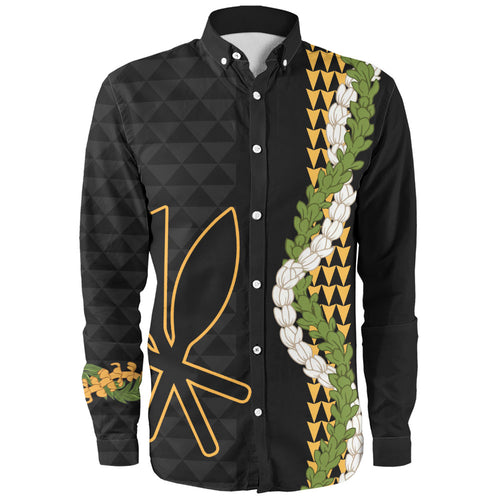 Hawaii Long Sleeve Shirt Kanaka Maoli Puakenikeni Maile Flower Lei