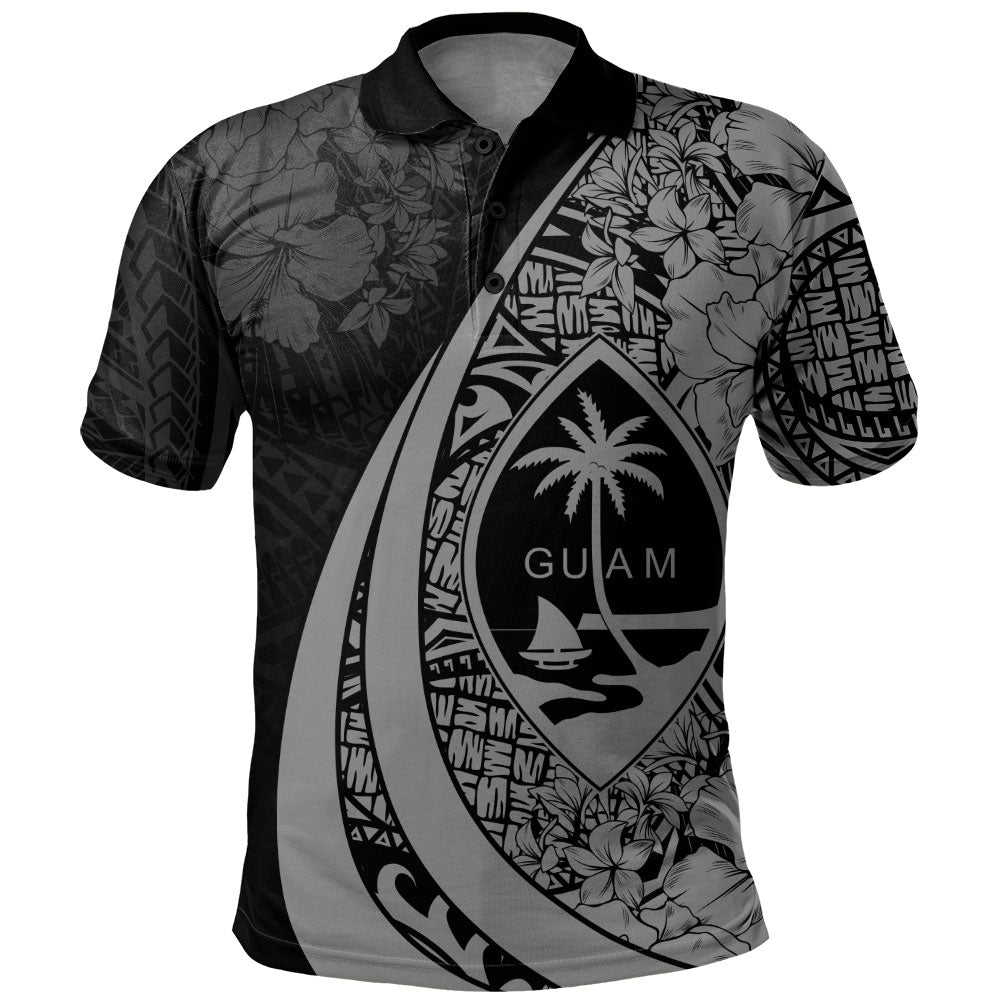 Guam Polo Shirt Custom Hibiscus Flower Symbols Style