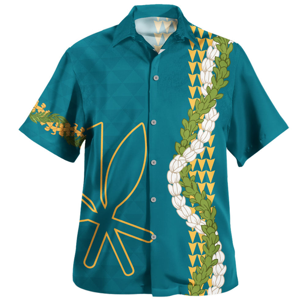 Hawaii Hawaiian Shirt Kanaka Maoli Puakenikeni Maile Flower Lei