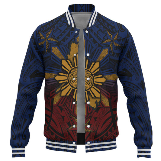 Philippines Filipinos Baseball Jacket Golden Sun Islands Tribal Style