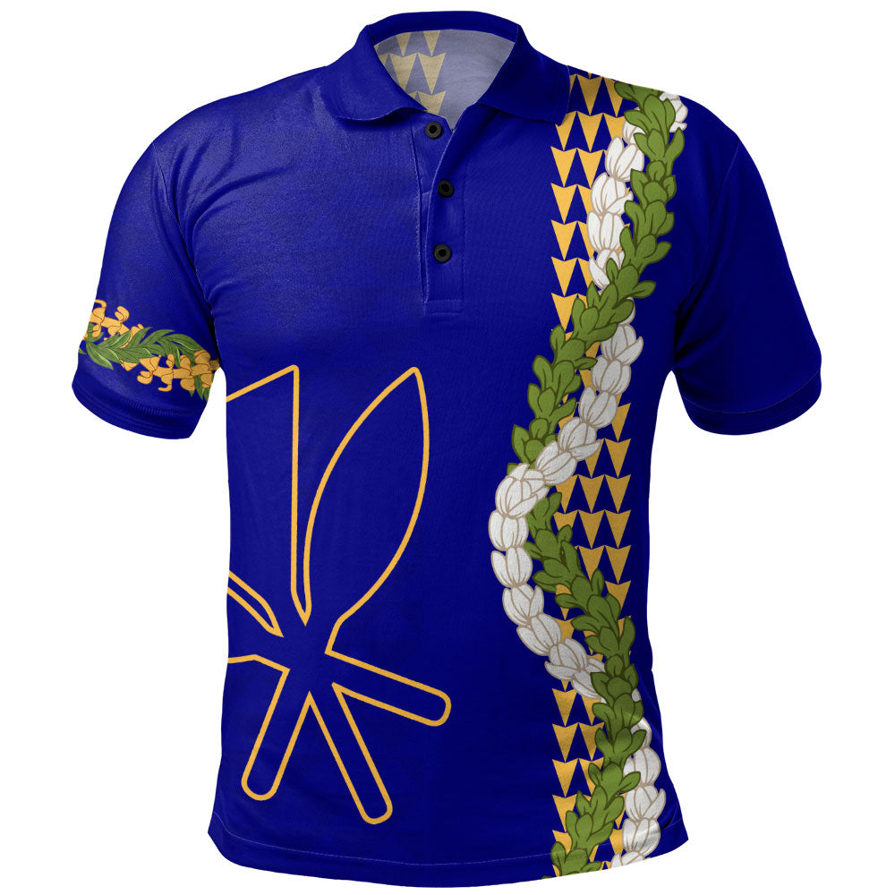 Hawaii Polo Shirt Kanaka Maoli Puakenikeni Maile Flower Lei