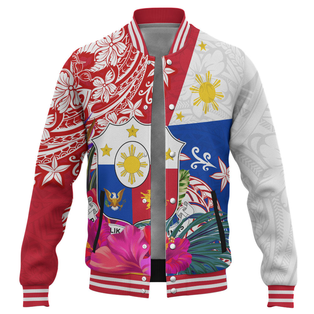 Philippines Filipinos Baseball Jacket Flag Tribal Tropical Style