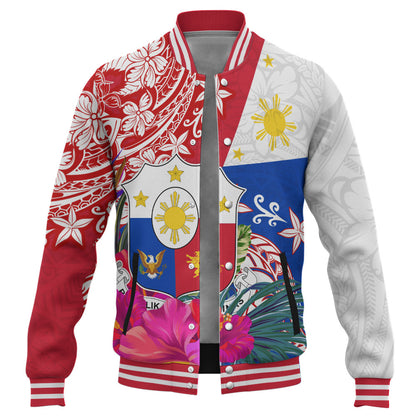 Philippines Filipinos Baseball Jacket Flag Tribal Tropical Style