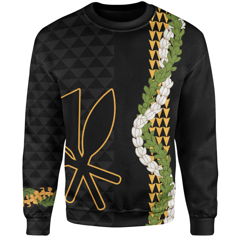 Hawaii Sweatshirt Kanaka Maoli Puakenikeni Maile Flower Lei