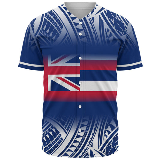 Hawaii Baseball Shirt Polynesian Tribal Aloha Hawaii Flag