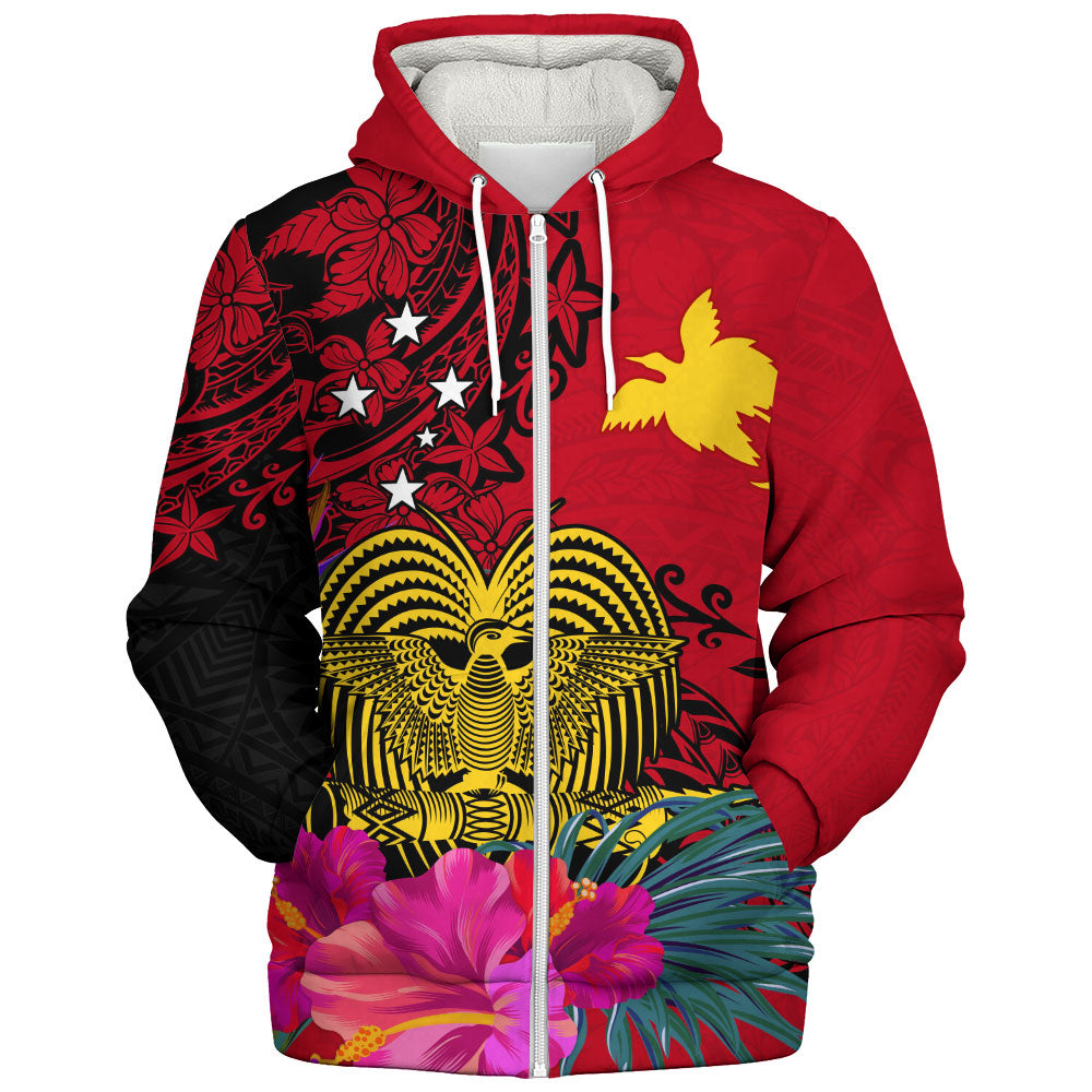 Papua New Guinea Sherpa Hoodie Flag Tribal Tropical Style