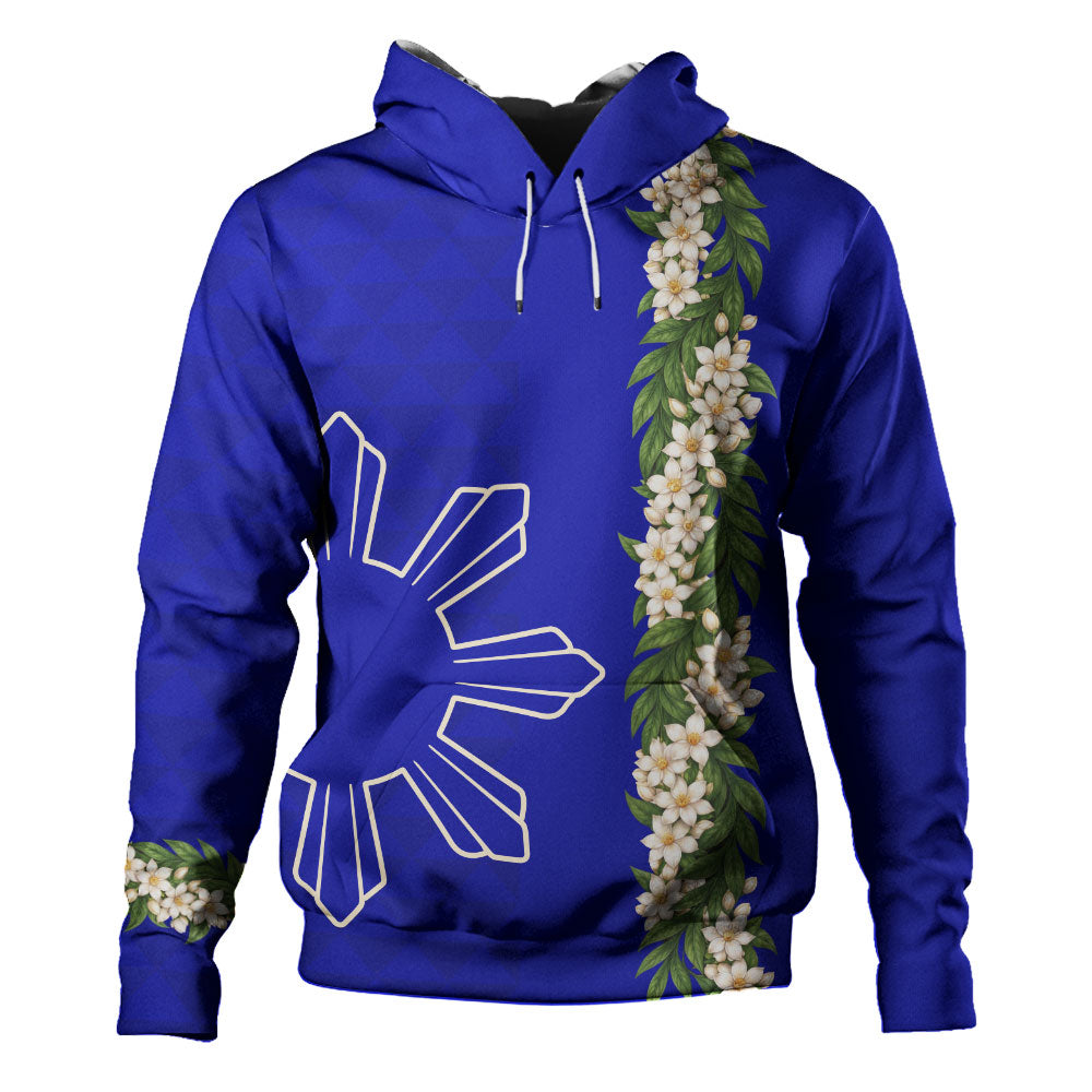 Philippines Filipinos Hoodie Sampaguita Flower Sun Pattern Island Style