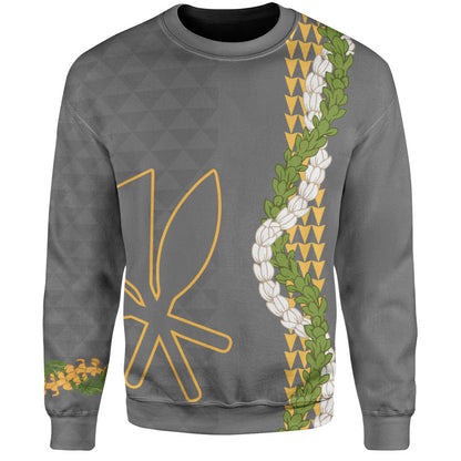 Hawaii Sweatshirt Kanaka Maoli Puakenikeni Maile Flower Lei