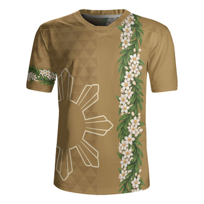 Philippines Filipinos Rugby Jersey Sampaguita Flower Sun Pattern Island Style