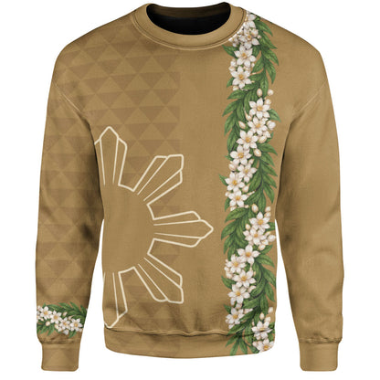 Philippines Filipinos Sweatshirt Sampaguita Flower Sun Pattern Island Style