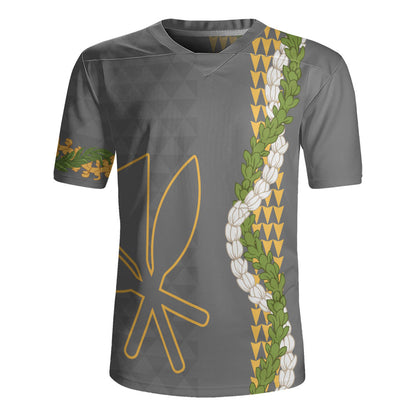 Hawaii Rugby Jersey Kanaka Maoli Puakenikeni Maile Flower Lei