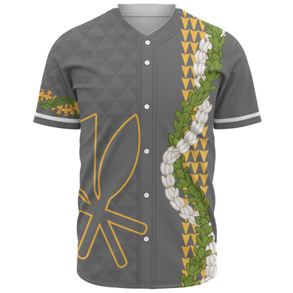 Hawaii Baseball Shirt Kanaka Maoli Puakenikeni Maile Flower Lei