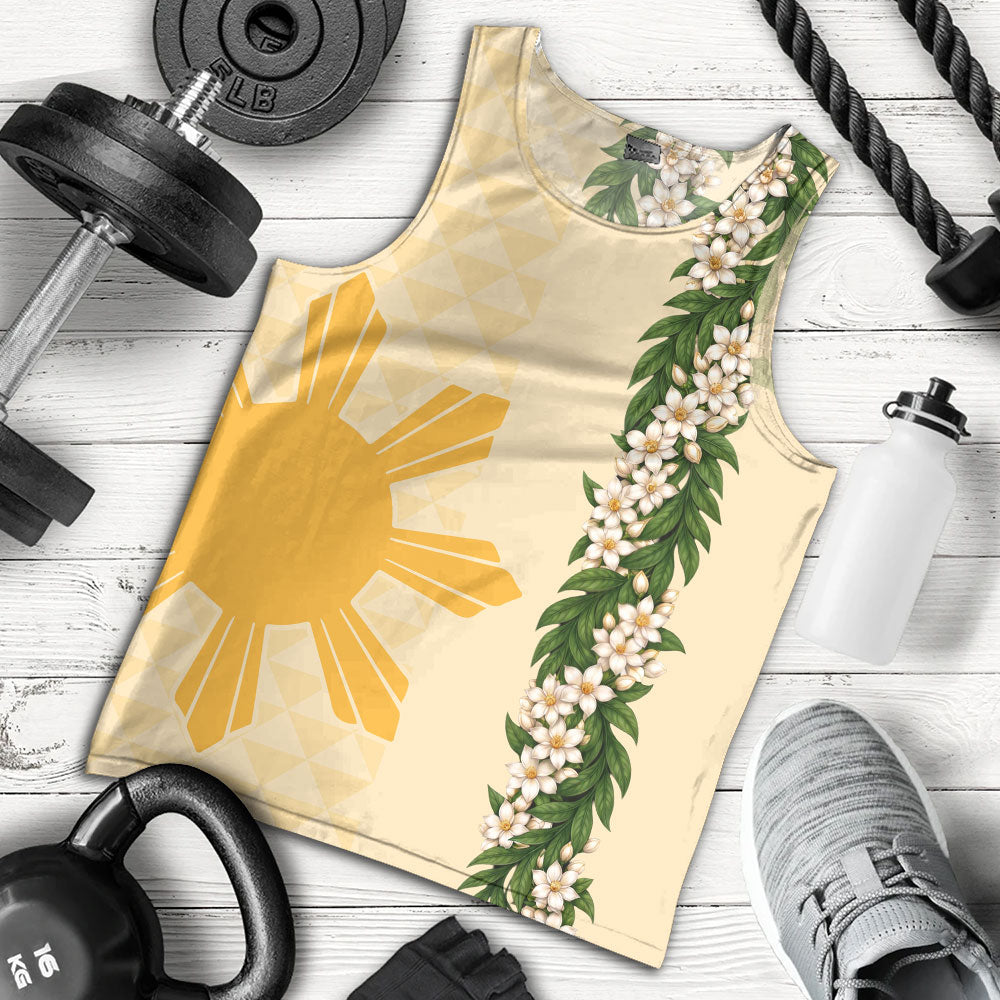 Philippines Filipinos Tank Top Sampaguita Flower Sun Pattern Island Style