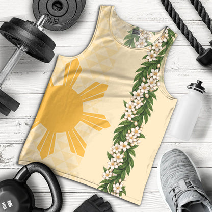 Philippines Filipinos Tank Top Sampaguita Flower Sun Pattern Island Style