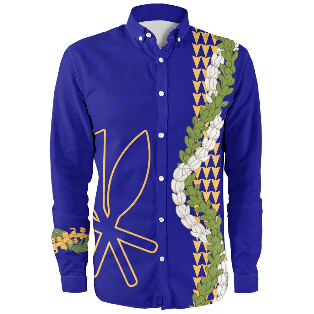 Hawaii Long Sleeve Shirt Kanaka Maoli Puakenikeni Maile Flower Lei