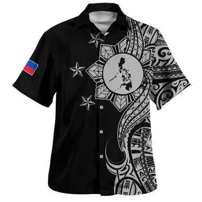 Philippines Filipinos Hawaiian Shirt Flag Sun Map Tribal Fusion Style