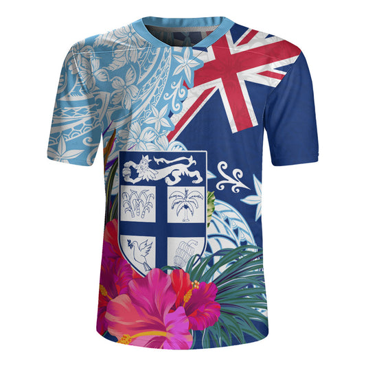 Fiji Rugby Jersey Flag Tribal Tropical Style