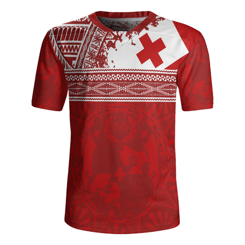 Tonga Rugby Jersey Flag Coat Of Arms Circle Ngatu Tribal