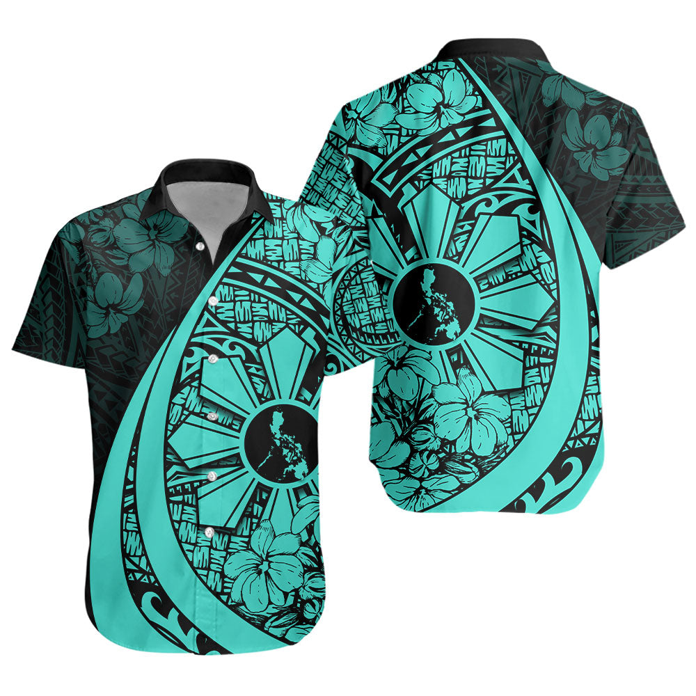 Philippines Filipinos Short Sleeve Shirt Custom National Sampaguita Flower Symbols Style