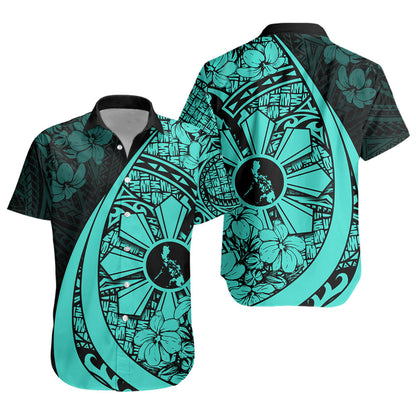 Philippines Filipinos Short Sleeve Shirt Custom National Sampaguita Flower Symbols Style