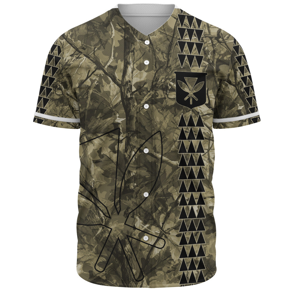 Hawaii Baseball Shirt Woodland Kanaka Camo Style