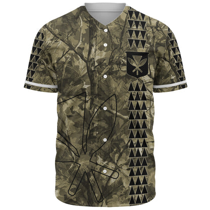 Hawaii Baseball Shirt Woodland Kanaka Camo Style