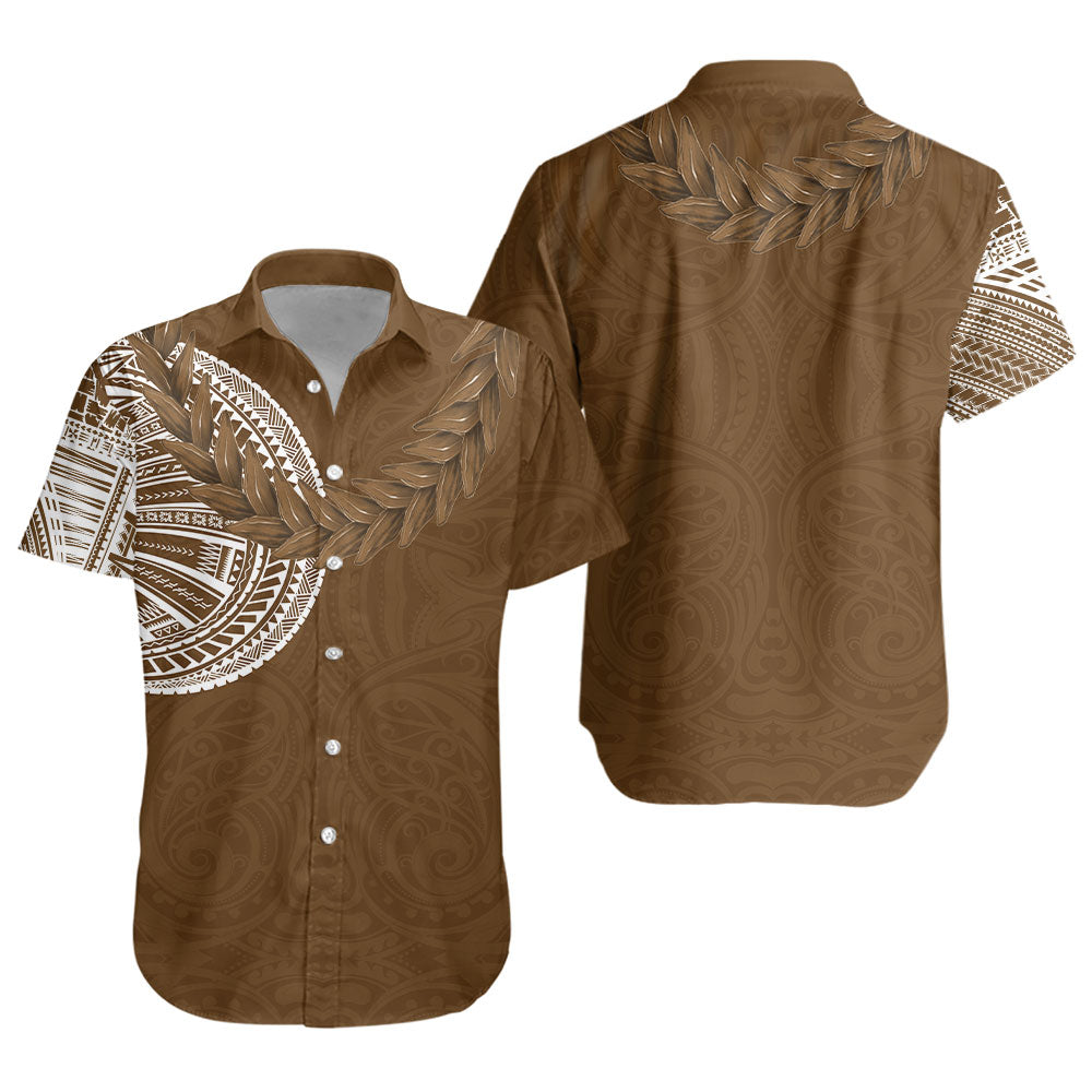 Samoa Short Sleeve Shirt Tattoo Roman Reigns With Ula Fala Style Brown