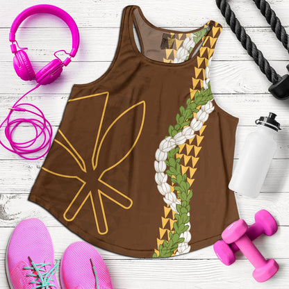 Hawaii Women Tank Kanaka Maoli Puakenikeni Maile Flower Lei
