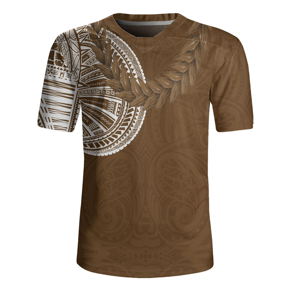 Samoa Rugby Jersey Tattoo Roman Reigns With Ula Fala Style Brown