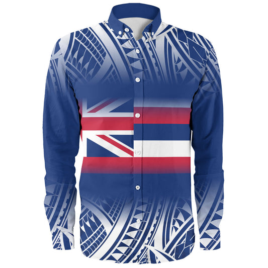 Hawaii Long Sleeve Shirt Polynesian Tribal Aloha Hawaii Flag