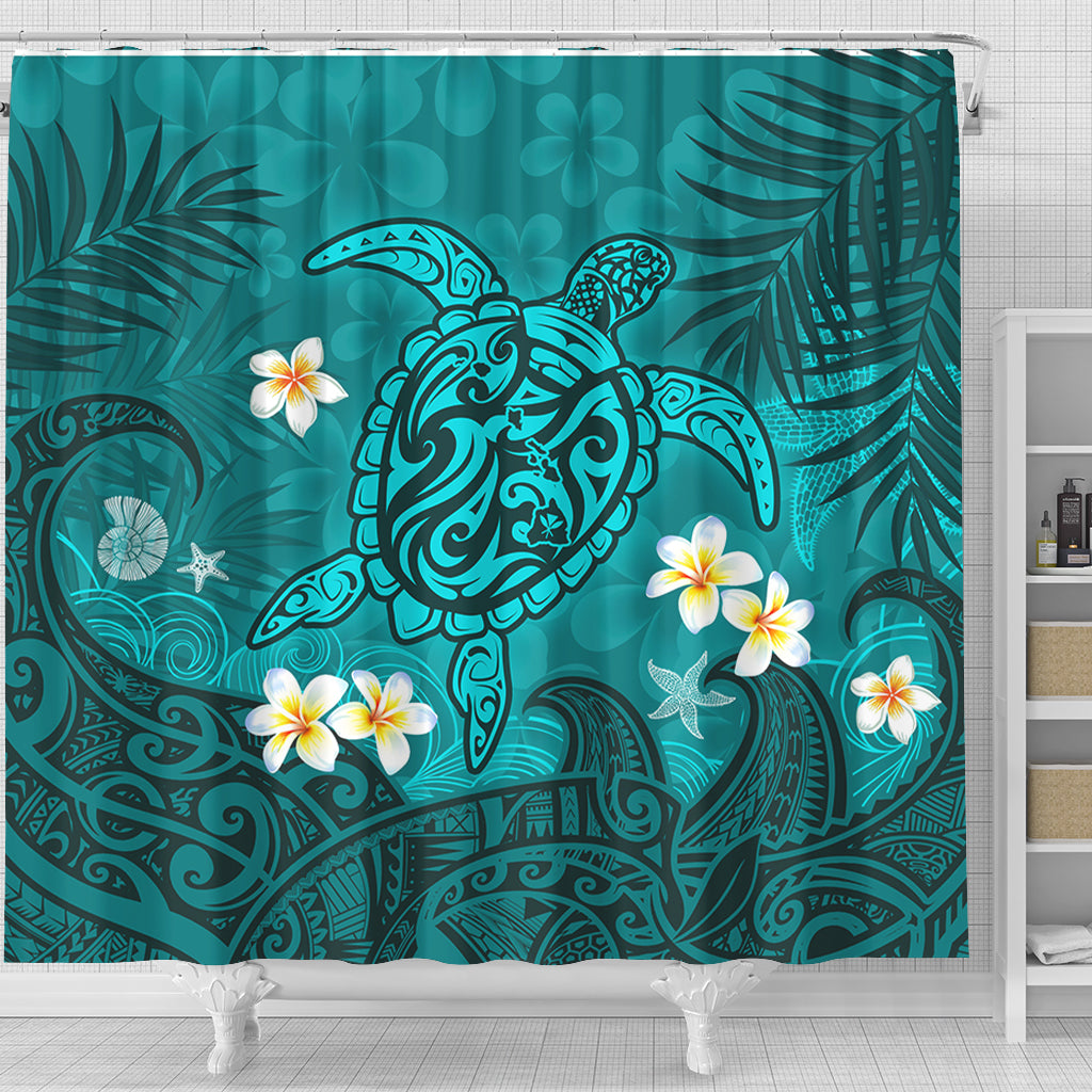 Hawaii Shower Curtain Hawaiian Sea Turtle & Floral Dreams