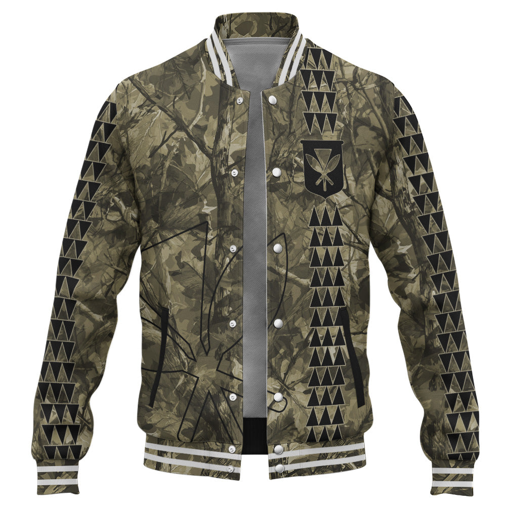 Hawaii Baseball Jacket Woodland Kanaka Camo Style