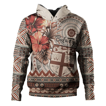 Fiji Hoodie Bula Tribal Print Beige