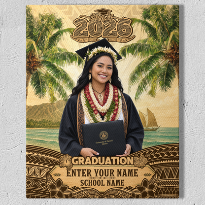 Hawaii Canvas Personalized Tropical Hawaiian Graduation