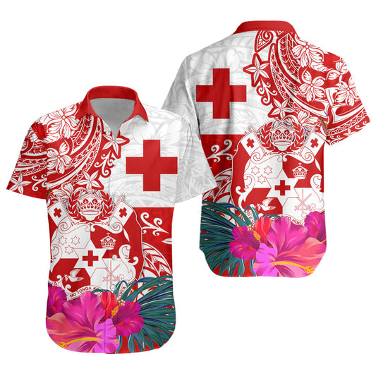 Tonga Short Sleeve Shirt Flag Tribal Tropical Style