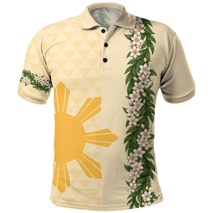 Philippines Filipinos Polo Shirt Sampaguita Flower Sun Pattern Island Style