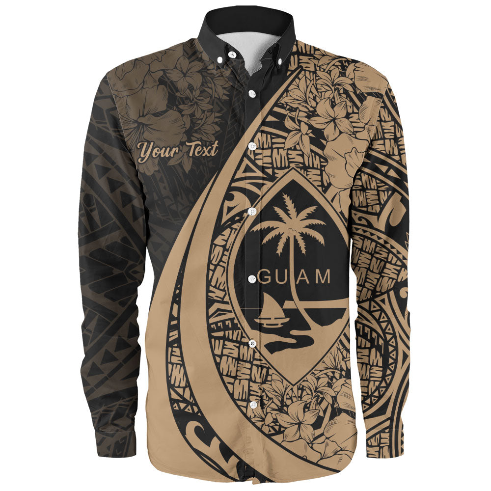 Guam Long Sleeve Shirt Custom Hibiscus Flower Symbols Style