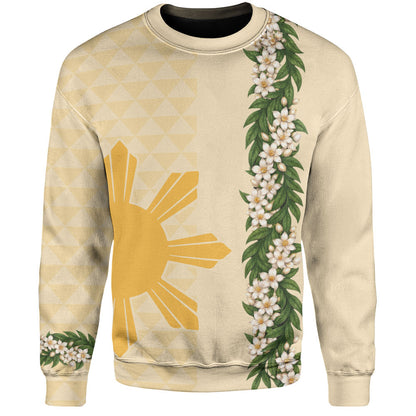 Philippines Filipinos Sweatshirt Sampaguita Flower Sun Pattern Island Style