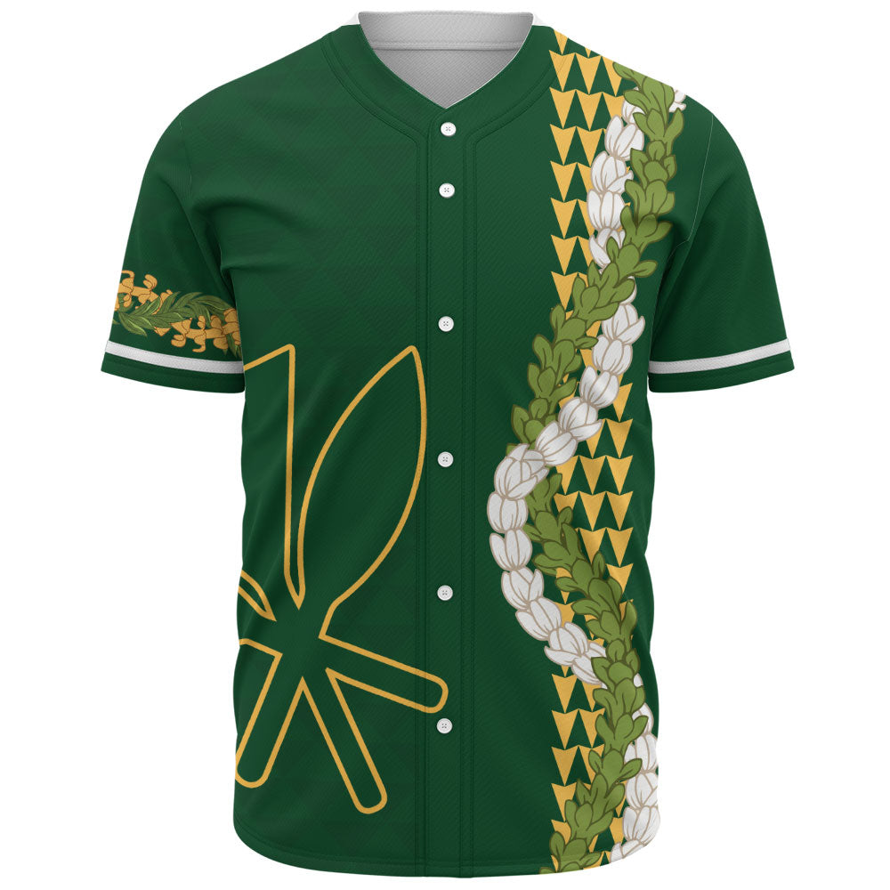 Hawaii Baseball Shirt Kanaka Maoli Puakenikeni Maile Flower Lei