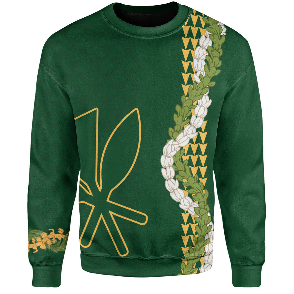 Hawaii Sweatshirt Kanaka Maoli Puakenikeni Maile Flower Lei