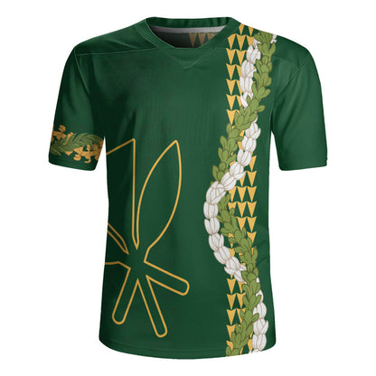 Hawaii Rugby Jersey Kanaka Maoli Puakenikeni Maile Flower Lei