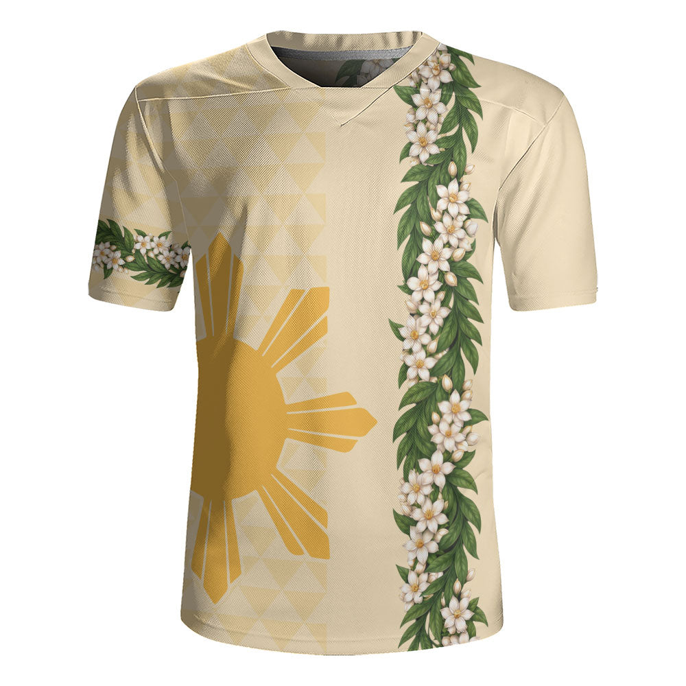 Philippines Filipinos Rugby Jersey Sampaguita Flower Sun Pattern Island Style