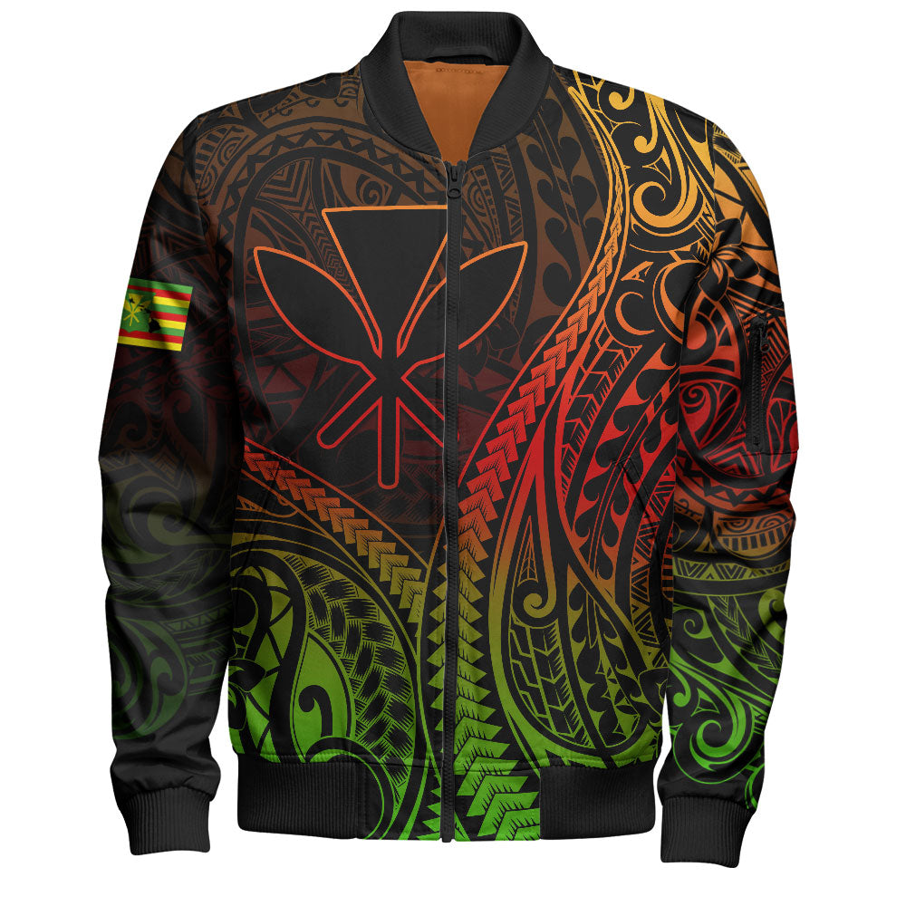 Hawaii Bomber Jacket Polynesian Tribal Tattoo Island Spirit Style