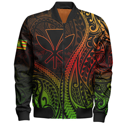 Hawaii Bomber Jacket Polynesian Tribal Tattoo Island Spirit Style